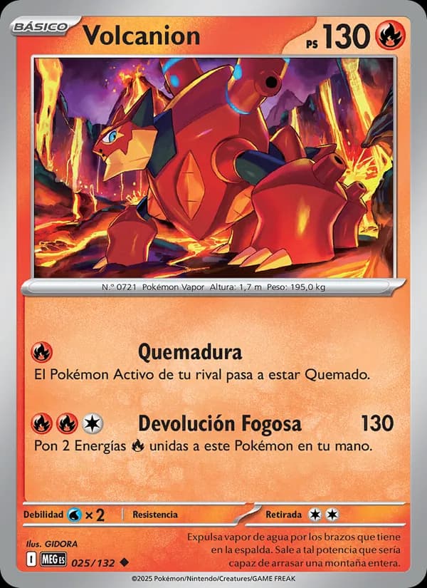 Volcanion card in Spanish