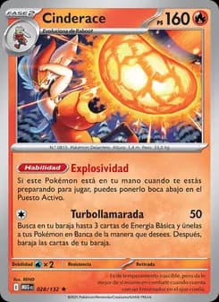 Cinderace card in Spanish