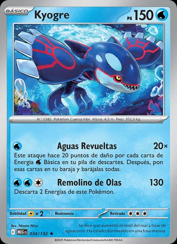 Kyogre card in Spanish
