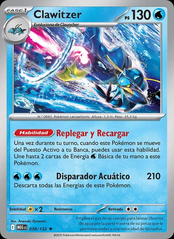 Clawitzer card in Spanish