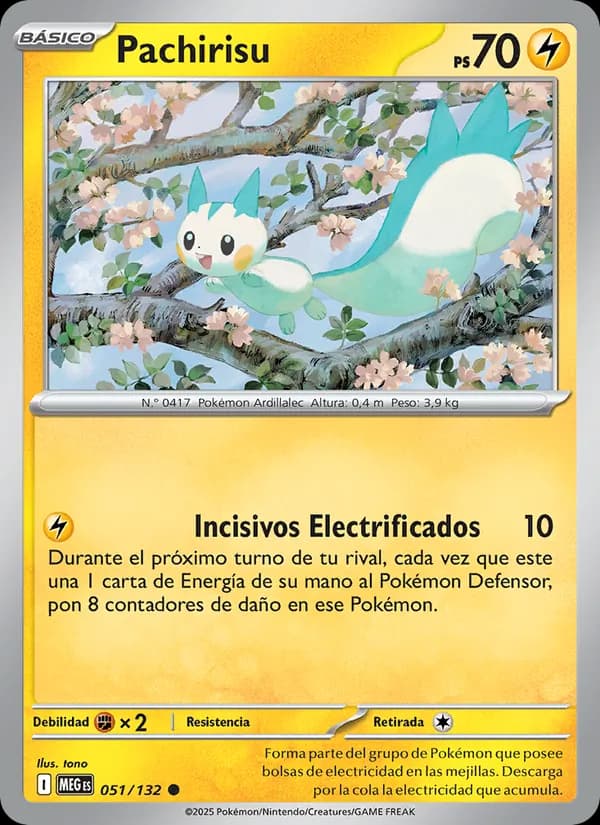 Pachirisu card in Spanish