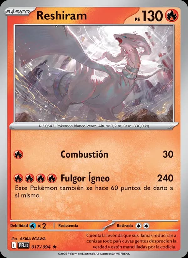 Reshiram card in Spanish
