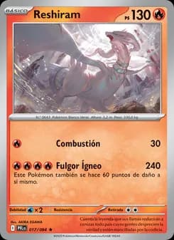 Reshiram card in Spanish