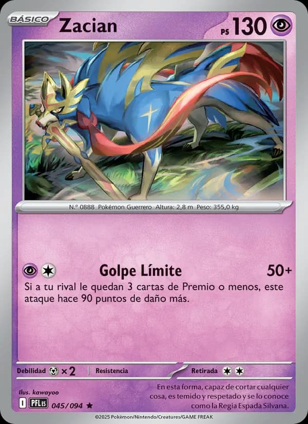 Zacian card in Spanish