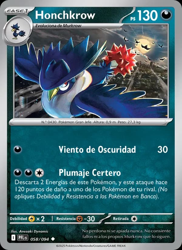 Honchkrow card in Spanish