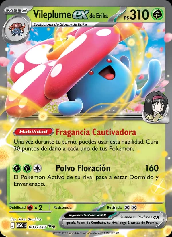 Vileplume ex de Erika card in Spanish