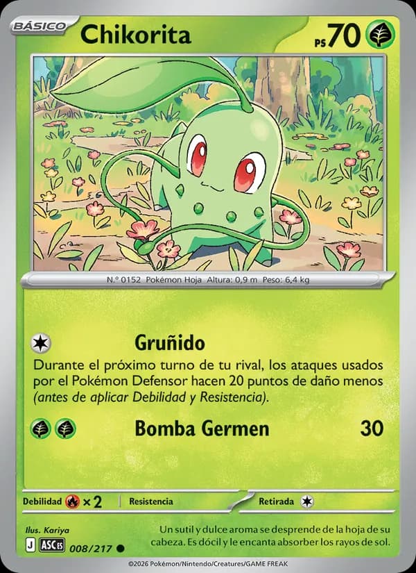 Chikorita card in Spanish