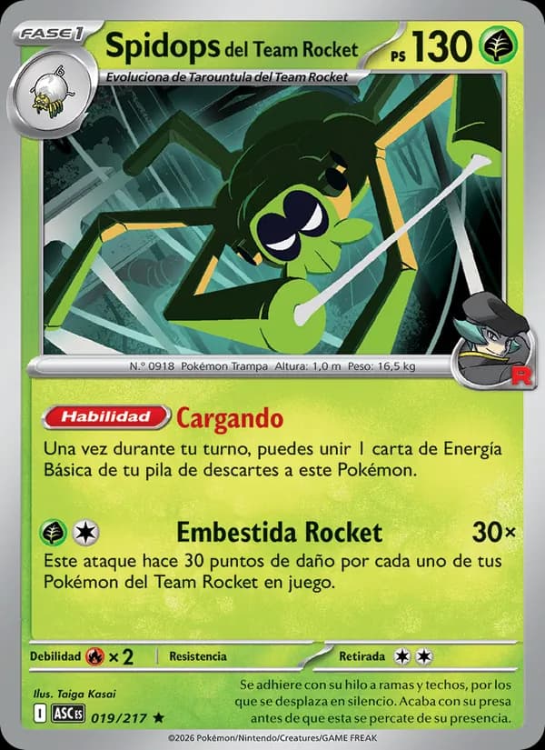 Spidops del Team Rocket card in Spanish