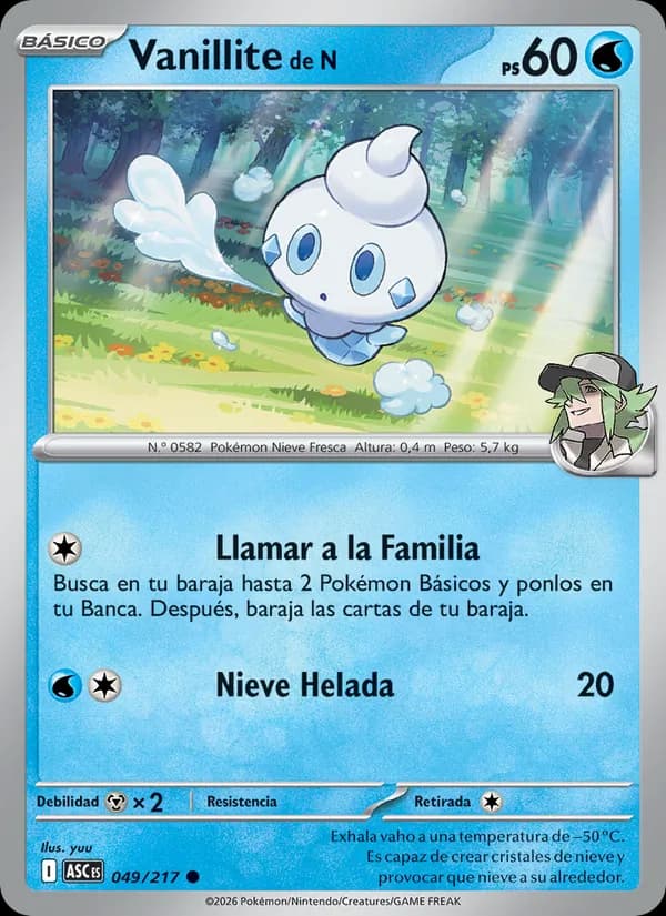 Vanillite de N card in Spanish