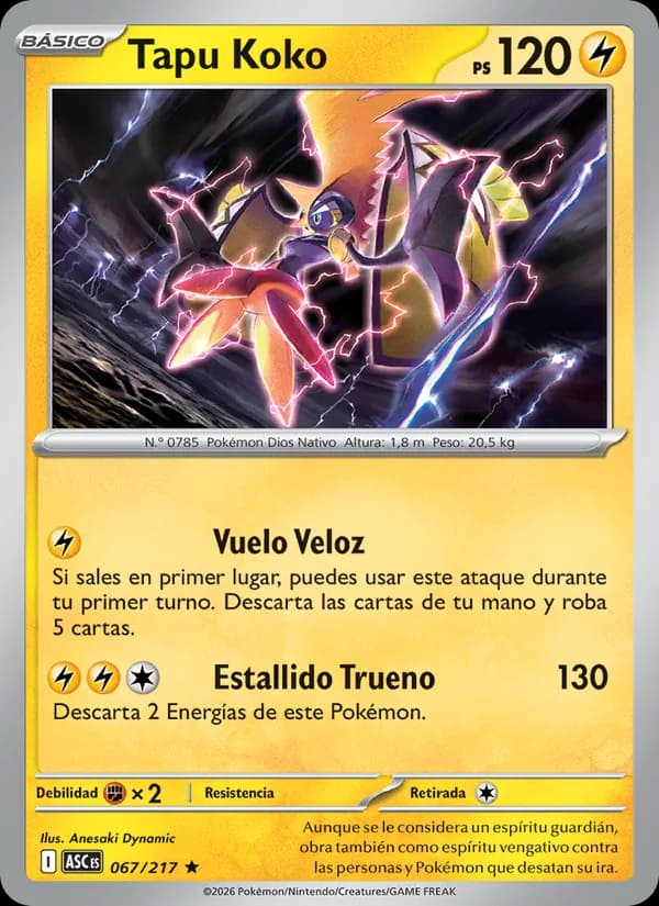 Tapu Koko card in Spanish