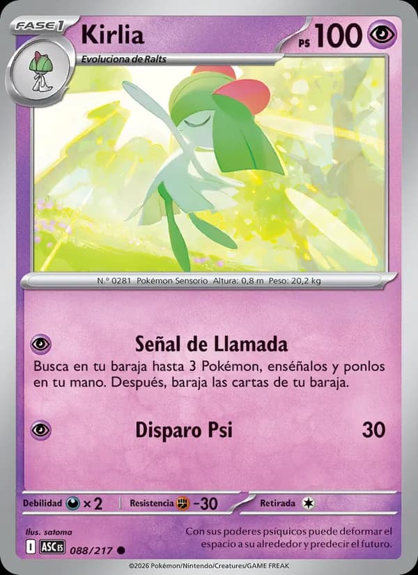 Kirlia card in Spanish