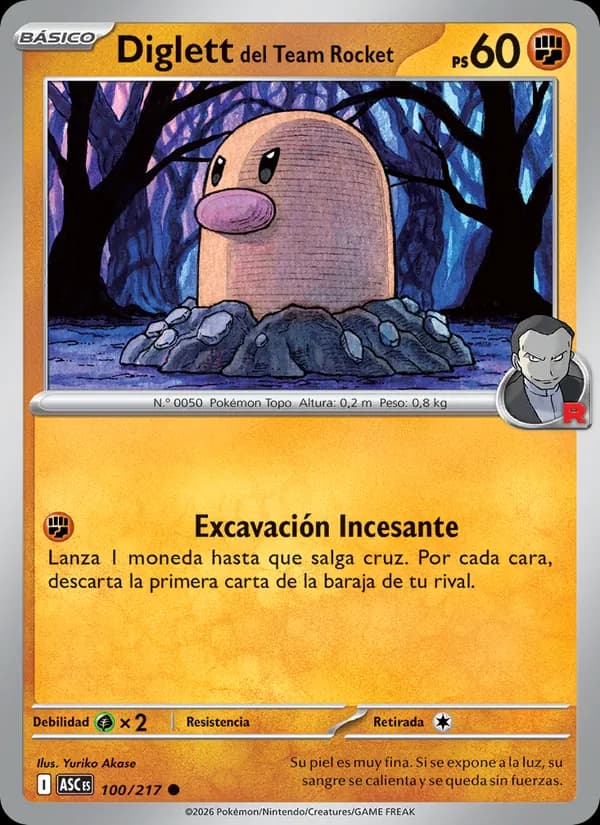 Diglett del Team Rocket card in Spanish