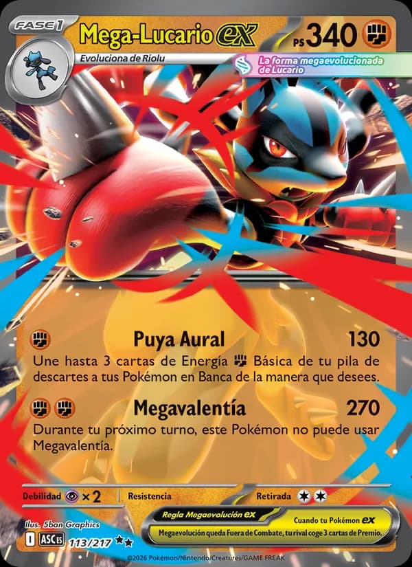 Mega-Lucario ex card in Spanish