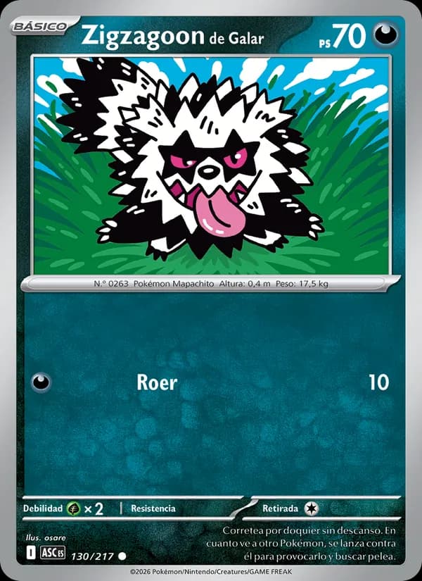 Zigzagoon de Galar card in Spanish