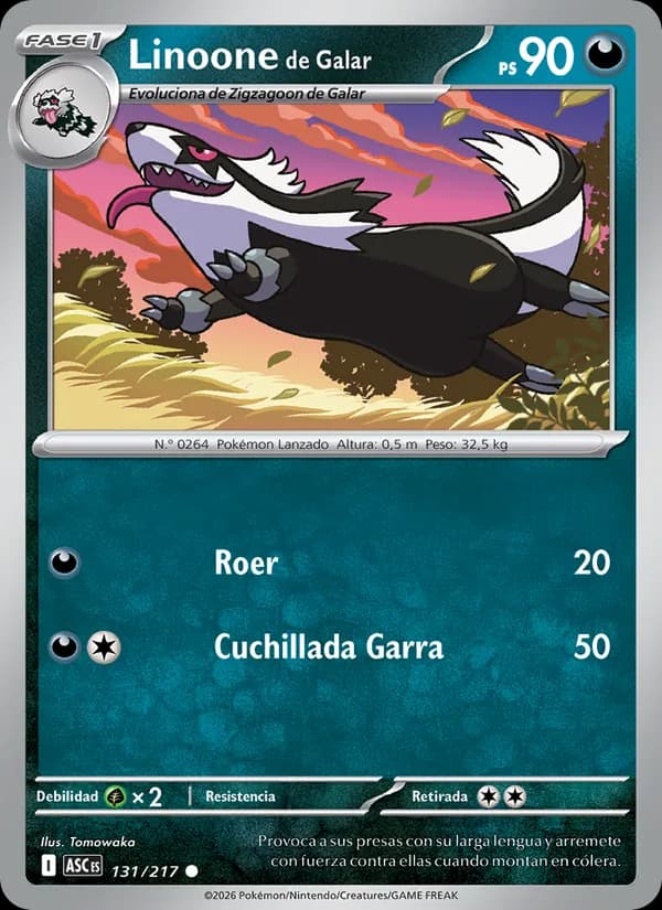 Linoone de Galar card in Spanish