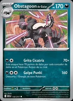 Obstagoon de Galar card in Spanish