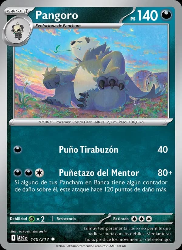 Pangoro card in Spanish