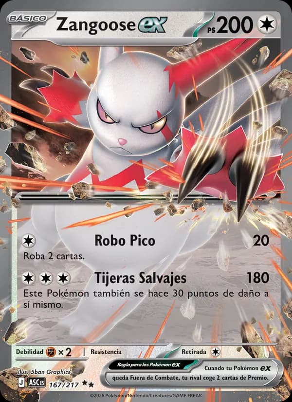 Zangoose ex card in Spanish