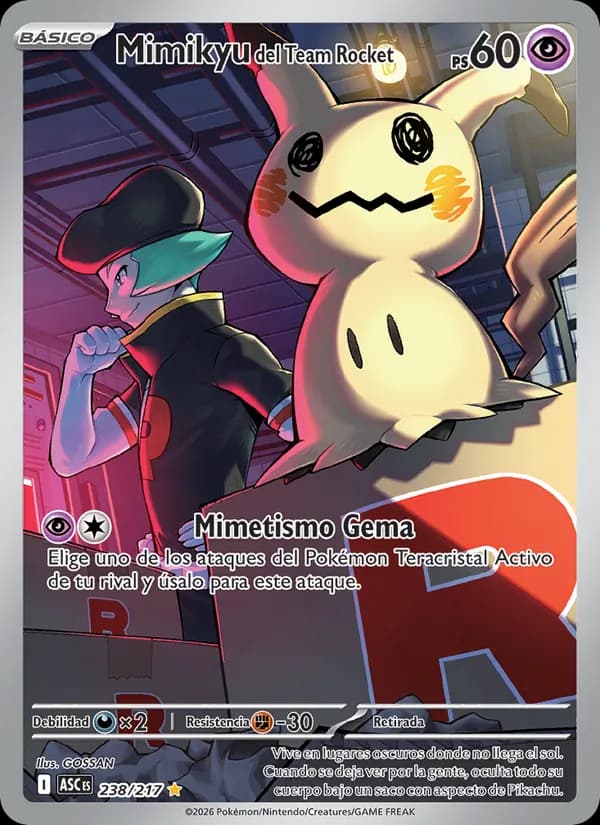 Mimikyu del Team Rocket card in Spanish