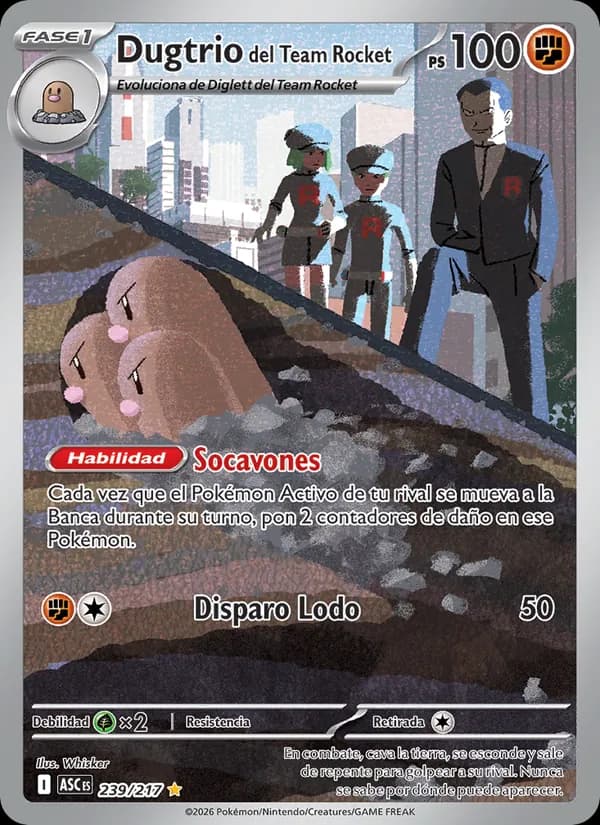 Dugtrio del Team Rocket card in Spanish