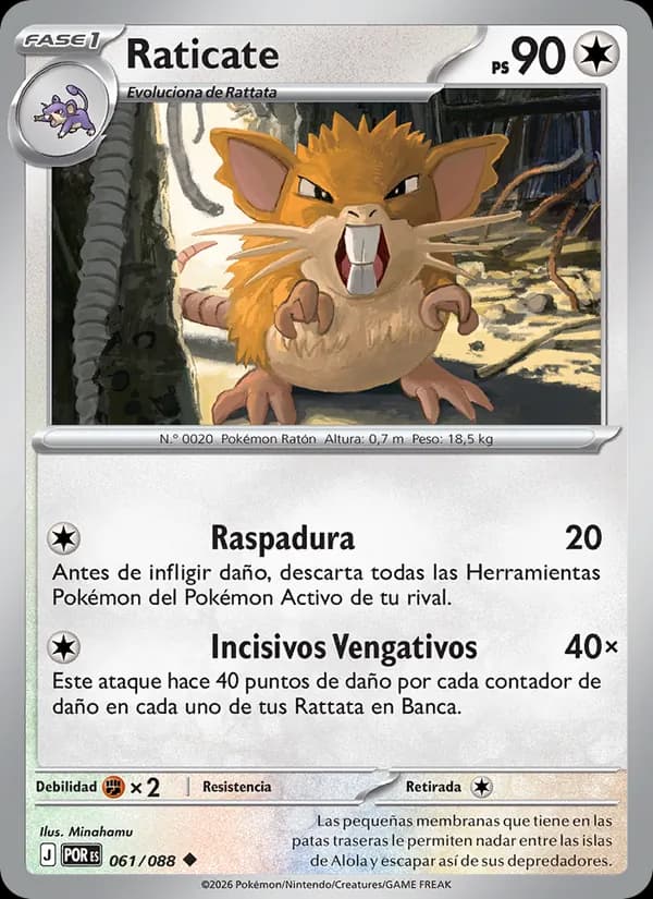 Raticate card in Spanish