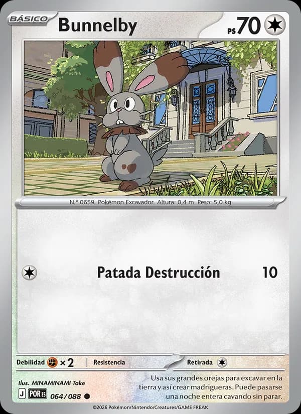 Bunnelby card in Spanish