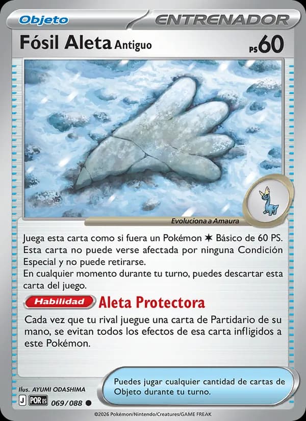 Fósil Aleta Antiguo card in Spanish