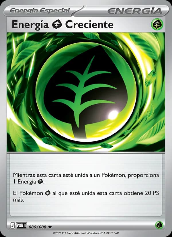 Energía Grass Creciente card in Spanish