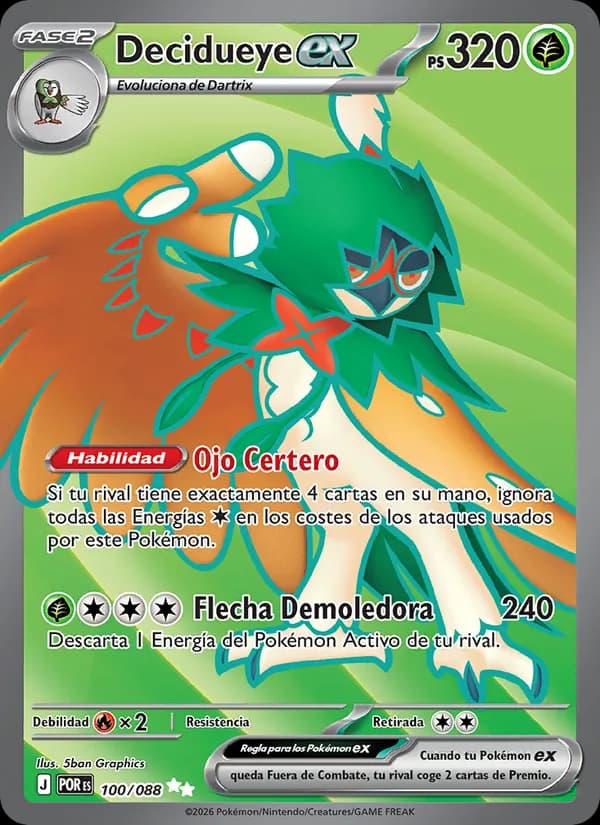 Decidueye ex card in Spanish