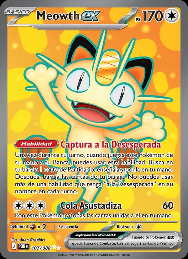 Meowth ex card in Spanish