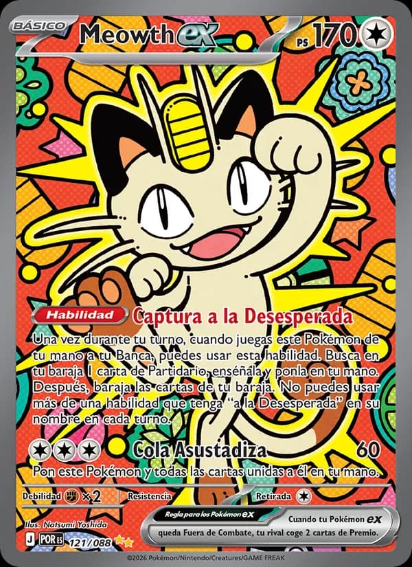 Meowth ex card in Spanish