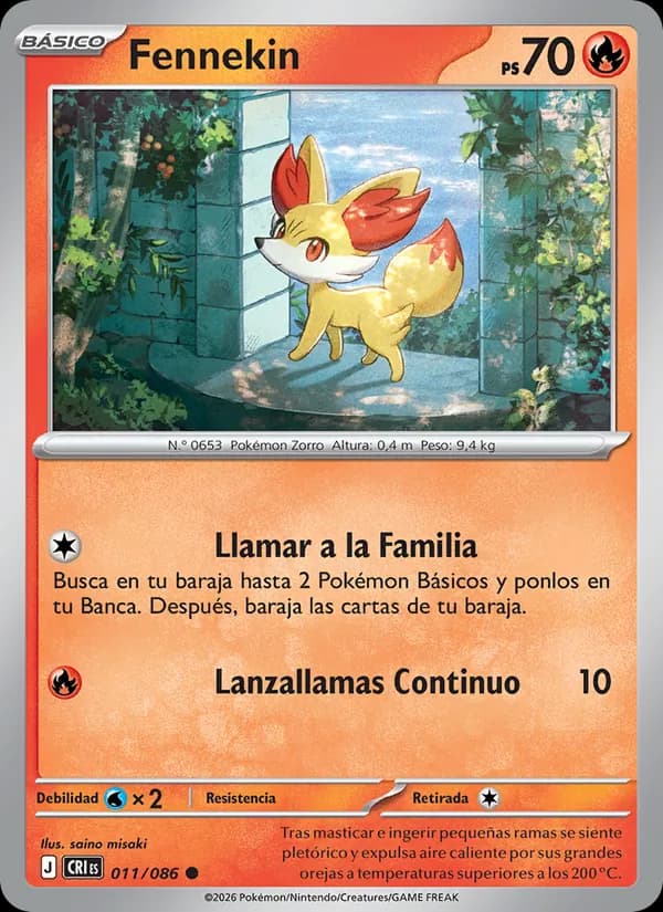Fennekin card in Spanish