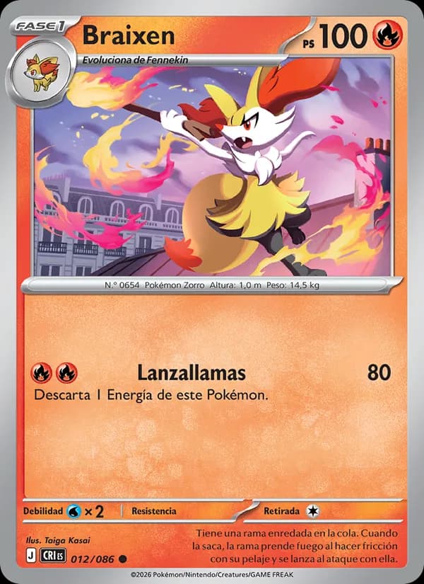 Braixen card in Spanish