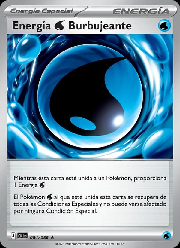 Energía Water Burbujeante card in Spanish