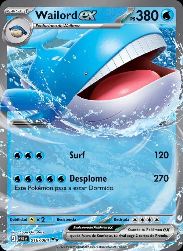 Wailord ex card in Spanish