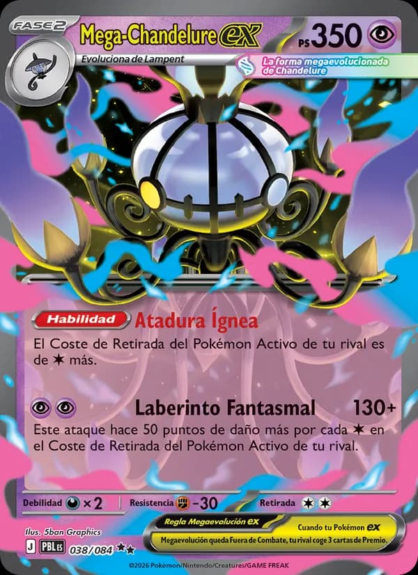 Mega-Chandelure ex card in Spanish
