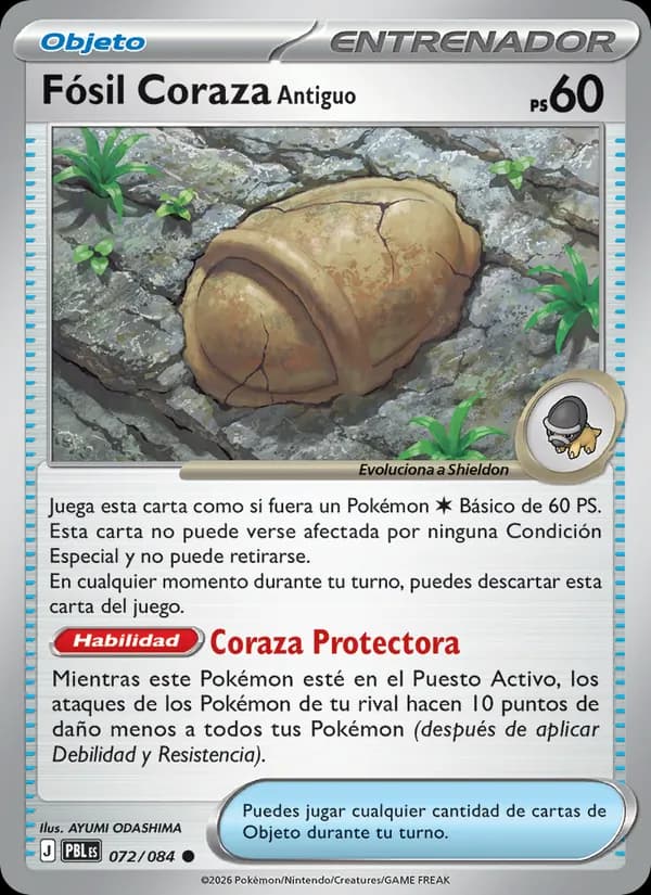 Fósil Coraza Antiguo card in Spanish