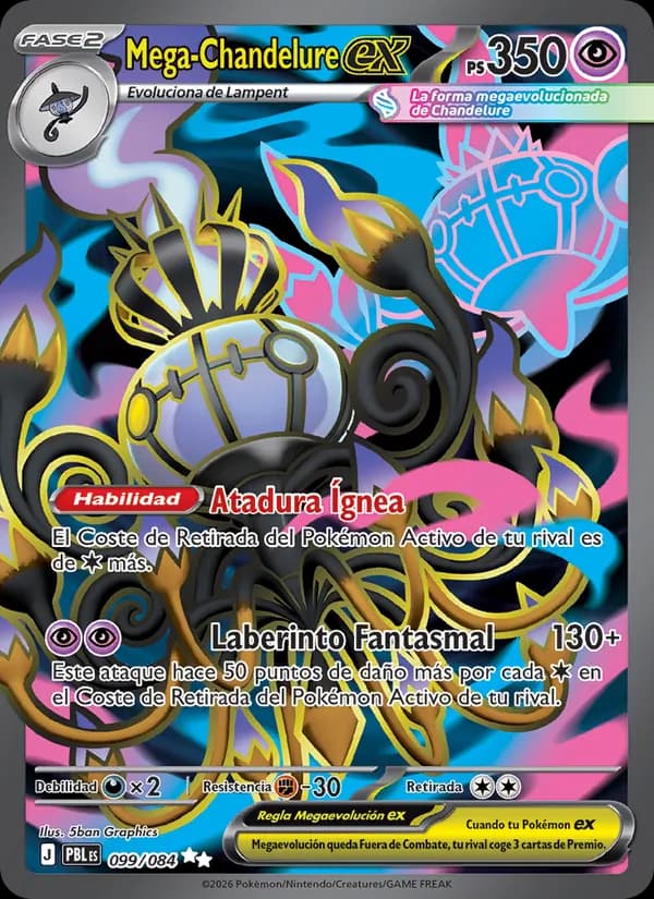 Mega-Chandelure ex card in Spanish
