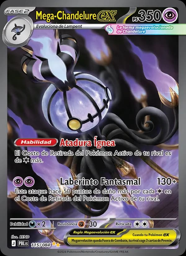 Mega-Chandelure ex card in Spanish