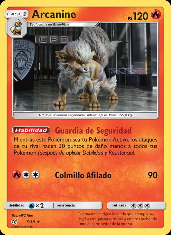 Arcanine card in Spanish
