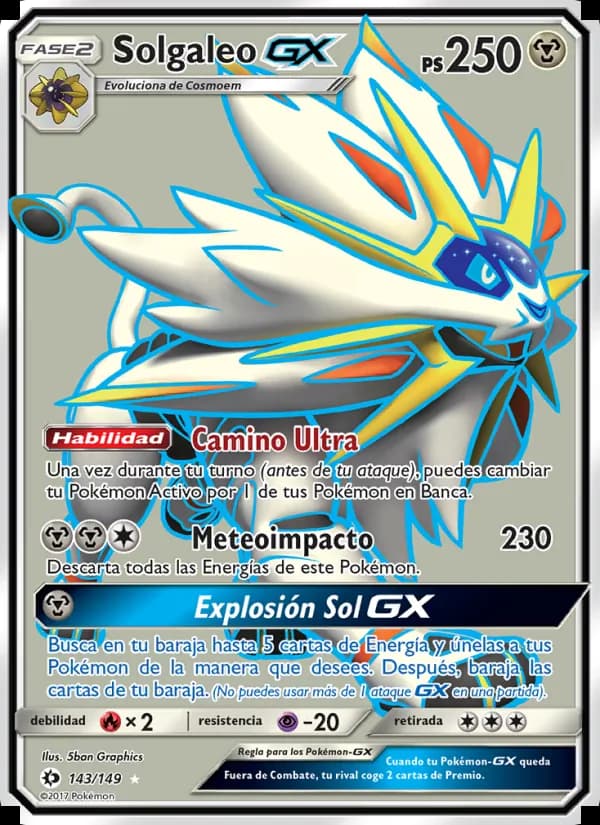 Solgaleo GX card in Spanish