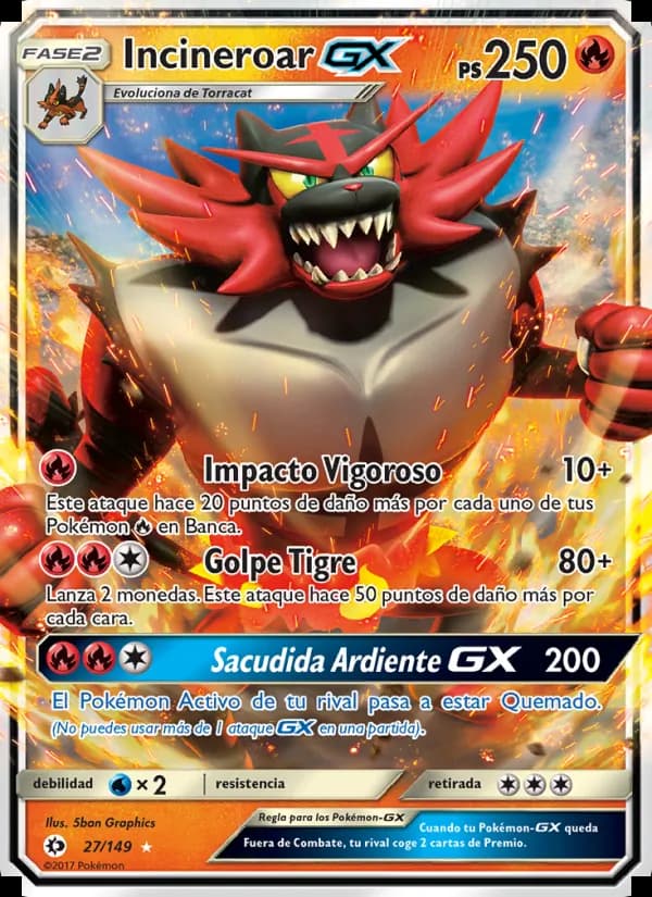 Incineroar GX card in Spanish