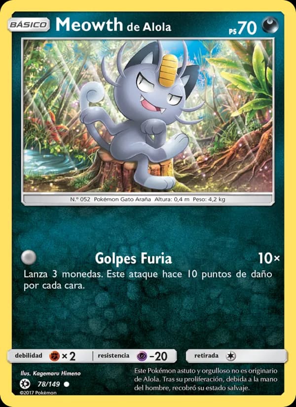 Meowth de Alola card in Spanish