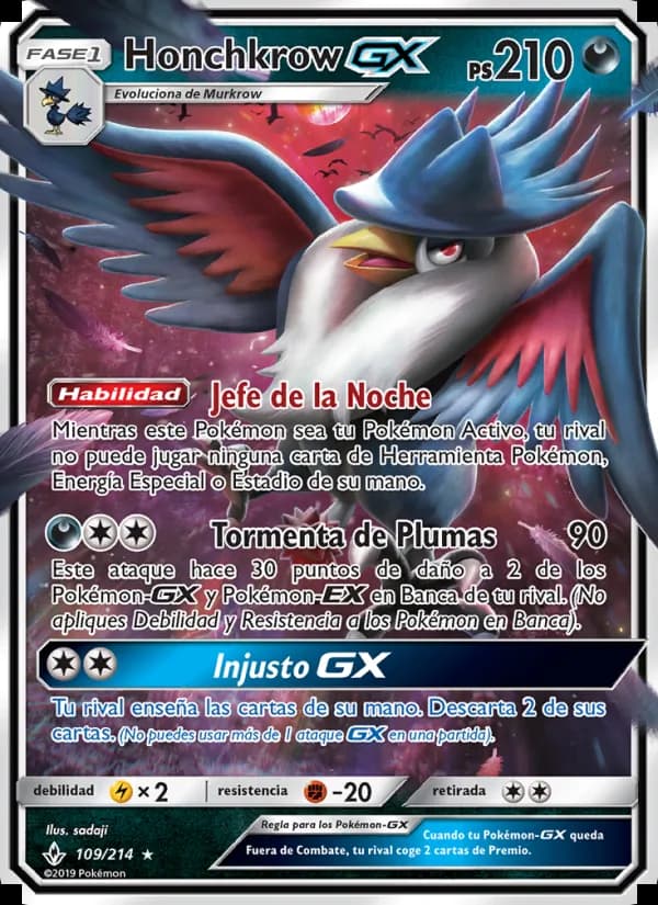 Honchkrow GX card in Spanish