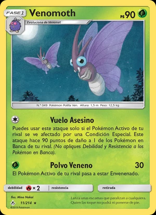 Venomoth card in Spanish