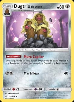 Dugtrio de Alola card in Spanish