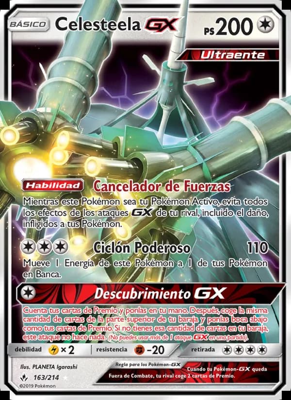 Celesteela GX card in Spanish