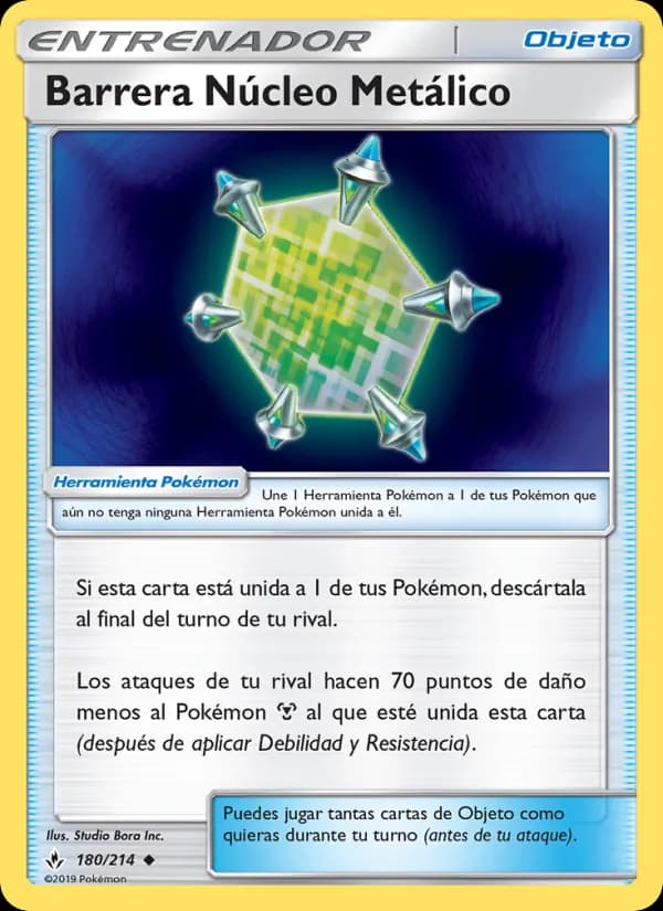 Barrera Núcleo Metálico card in Spanish