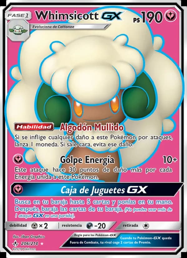 Whimsicott GX card in Spanish