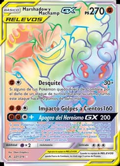 Marshadow y Machamp GX card in Spanish